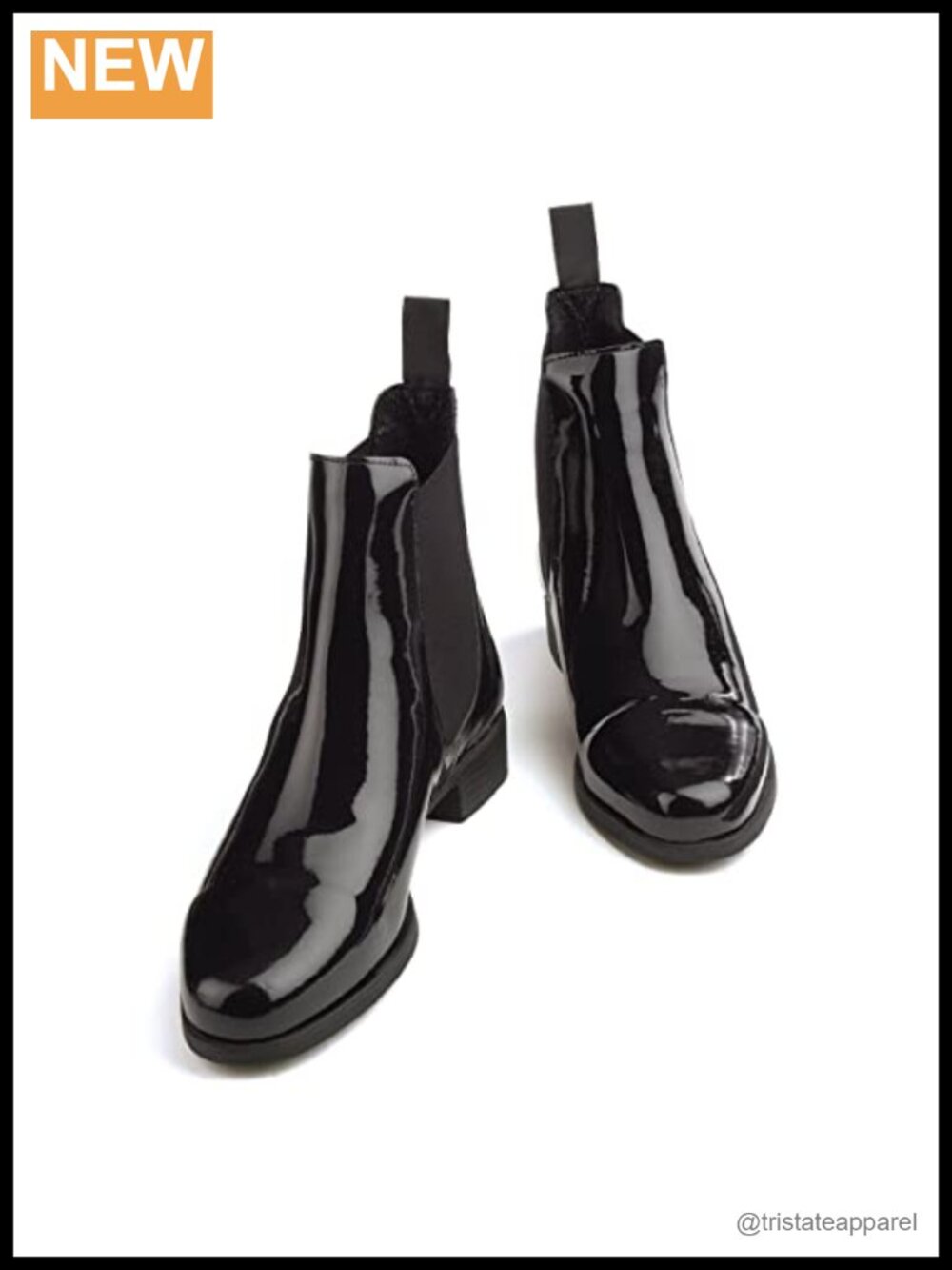 Equestrian Leather Ankle Low Heel Slip On Boots with Elastic Sides
